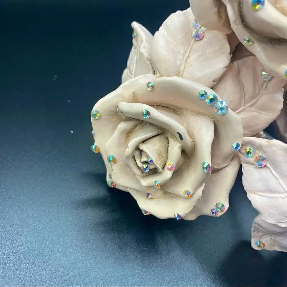 Pink Roses with Iridescent Rhinestones Tiebacks